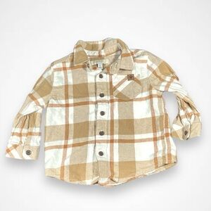 4/$20 George Plaid Tan Button Down Shirt